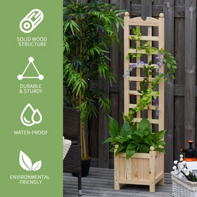 Outsunny Raised Garden Bed With Trellis Board Back & Strong Wooden Design & Materials 8 Outsunny Raised Garden Bed With Trellis Board Back & Strong Wooden Design & Materials - Image 6