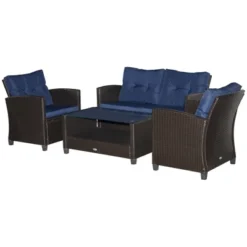 Outsunny 4 Pieces Patio Furniture Sets Rattan Wicker Chair W/ Table Outdoor Conversation Set With Cushion For Backyard Porch Garden Poolside And Deck 21 Outsunny 4 Pieces Patio Furniture Sets Rattan Wicker Chair W/ Table Outdoor Conversation Set With Cushion For Backyard Porch Garden Poolside And Deck -Outsunny GUEST 43845caf e5e3 43b0 b9df 74ddfd27c7f2