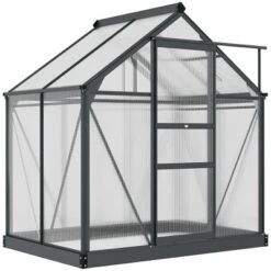 Outsunny Polycarbonate Greenhouse, Heavy Duty Outdoor Aluminum Walk-in Green House Kit With Vent & Door For Backyard Garden, Gray -Outsunny GUEST 43d979c8 f3c3 4a9a a8d8 765614850a3f