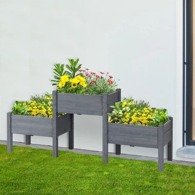 Outsunny 73" X 18" X 32" 3 Tier Raised Garden Bed W/ Three Elevated Planter Box, Freestanding Wooden Plant Stand For Vegetables, Herb And Flowers 3 Outsunny 73" X 18" X 32" 3 Tier Raised Garden Bed W/ Three Elevated Planter Box, Freestanding Wooden Plant Stand For Vegetables, Herb And Flowers
