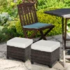 Outsunny 2 Pc 20" Outdoor PE Rattan Wicker Ottoman, Fade-Resistant Patio Footrest With Soft Cushion, Steel Frame, Brown, White -Outsunny GUEST 46a4fa94 3e29 4b16 9f48 f7098d93ec74