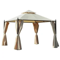 Outsunny 10' X 10' Steel Outdoor Patio Gazebo With Polyester Privacy Curtains, Two-Tier Roof For Air, & Large Design 15 Outsunny 10' X 10' Steel Outdoor Patio Gazebo With Polyester Privacy Curtains, Two-Tier Roof For Air, & Large Design -Outsunny GUEST 46e3b352 a24d 4ef4 bf8f b6a964123639
