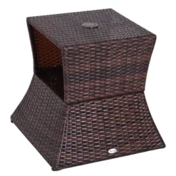 Outsunny Rattan Wicker Side Table With Umbrella Hole, 2 Tier Storage Shelf For All Weather For Outdoor, Patio, Garden, Backyard, Mixed Brown 9 Outsunny Rattan Wicker Side Table With Umbrella Hole, 2 Tier Storage Shelf For All Weather For Outdoor, Patio, Garden, Backyard, Mixed Brown -Outsunny GUEST 4752e74a f3ea 48f5 b7a1 3b28a10015ef