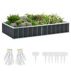 Outsunny 69'' X 36'' Galvanized Raised Garden Bed, DIY Large Planter For Outdoor Plants, No Bottom W/ A Pairs Of Glove For Backyard, Patio To Grow Vegetables, Herbs, And Flowers -Outsunny GUEST 485cf0e7 1aa0 445b a75a 7d92a0866c6e