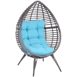 Outsunny Patio Wicker Lounge Chair With Soft Cushion, Outdoor/Indoor PE Rattan Egg Teardrop Cuddle Chair With Height Adjustable Knob For Backyard Garden Lawn Living Room -Outsunny GUEST 4e51f06d dae8 4c68 a3d7 50192743e55d