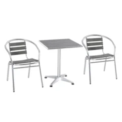 Outsunny 3 Piece Outdoor Patio Bistro Set, Slatted Aluminum Bistro Table, And Chairs, Composite Dining Table, Silver 9 Outsunny 3 Piece Outdoor Patio Bistro Set, Slatted Aluminum Bistro Table, And Chairs, Composite Dining Table, Silver -Outsunny GUEST 507c1467 019e 4ff0 8359 9ec53e777beb