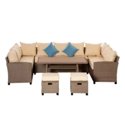 Outsunny 6 Pieces Patio Wicker Conversation Furniture Set, Outdoor All Weather PE Rattan Sectional Sofa Set, Table & Cushions, -Outsunny GUEST 550d704a c584 482e 8f8c 93f6ebb538a8