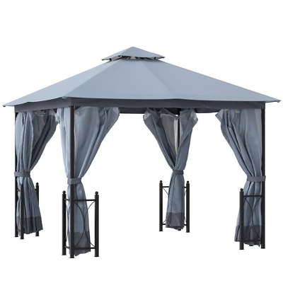 Outsunny 13' X 11' Patio Gazebo Canopy Garden Tent Sun Shade, Outdoor Shelter With 2 Tier Roof, Netting And Curtains, Steel Frame For Patio, Backyard, Garden 8 Outsunny 13' X 11' Patio Gazebo Canopy Garden Tent Sun Shade, Outdoor Shelter With 2 Tier Roof, Netting And Curtains, Steel Frame For Patio, Backyard, Garden - Image 6