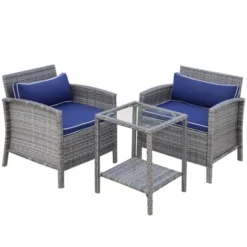 Outsunny 3 Pcs Rattan Wicker Bistro Set With Soft Cushions, Outdoor Conversation Coffee Sets With Glass Table Top And Open Storage Shelf For Patio, Backyard, Garden 17 Outsunny 3 Pcs Rattan Wicker Bistro Set With Soft Cushions, Outdoor Conversation Coffee Sets With Glass Table Top And Open Storage Shelf For Patio, Backyard, Garden -Outsunny GUEST 57cc1a7c 3b57 4fa5 9020 d07187900c7f