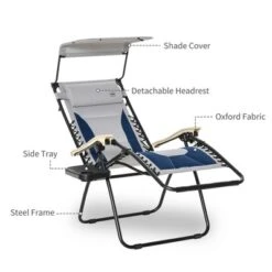 Outsunny Zero Gravity Folding Reclining Chair, Outdoor Steel Lounger Chair With Padded Fabric, Cup Holder, Shade Cover, And Headrest For Poolside, Events, And Camping -Outsunny GUEST 584b4049 3cfe 4202 8ade bd42f45249e1