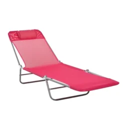 Outsunny Portable Sun Lounger, Lightweight Folding Chaise Lounge Chair W/ Adjustable Backrest & Pillow For Beach, Poolside And Patio -Outsunny GUEST 58bea82a a4f2 4af8 a7fd 517ffb3a6b6a