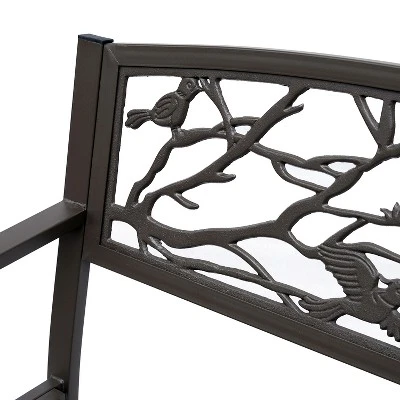 Outsunny 50" Vintage Animal Pattern Garden Cast Iron Patio Bench, Outdoor Furniture Loveseat Chair With Backrest And Armrest For Yard, Lawn, Brown 7 Outsunny 50" Vintage Animal Pattern Garden Cast Iron Patio Bench, Outdoor Furniture Loveseat Chair With Backrest And Armrest For Yard, Lawn, Brown - Image 5