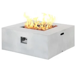 Outsunny 36" Firepit Table For Outside, 50,000 BTU Large Rectangular Stone Gas Firepit With Lava Rocks & Rain Cover, Fits 20lb Tank, Gray -Outsunny GUEST 59888c45 2b1f 493c b5d3 0946c2d22209