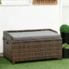 Outsunny Storage Bench Rattan Wicker Garden Deck Box Bin With Interior Waterproof Bag And Comfy Cushion, Gray -Outsunny GUEST 5aa05584 1f9f 47c2 954d f6bc9435e28b