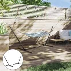 Outsunny Universal Hammock Stand 10-13ft Adjustable Steel Stand Space-Saving And Portable Carrying For Indoor And Outdoor Use, Black