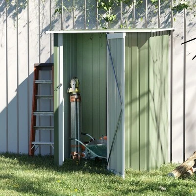 Outsunny 5' X 3' Metal Garden Storage Shed Tool House With Lockable Door For Backyard, Patio, Lawn 4 Outsunny 5' X 3' Metal Garden Storage Shed Tool House With Lockable Door For Backyard, Patio, Lawn - Image 2