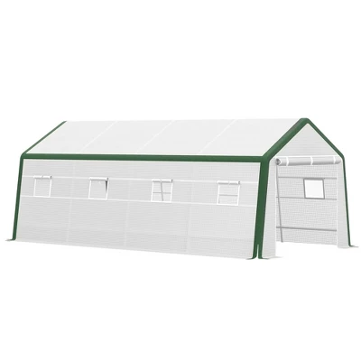 Outsunny 20' X 10' X 8' Heavy-duty Greenhouse, Walk-in Hot House With Windows And Roll Up Door, PE Cover, Steel Frame 8 Outsunny 20' X 10' X 8' Heavy-duty Greenhouse, Walk-in Hot House With Windows And Roll Up Door, PE Cover, Steel Frame - Image 6