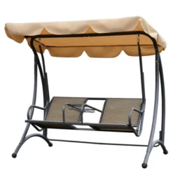 Outsunny 2-Person Porch Swing, Outdoor Patio Swing Bench With Adjustable Tilt Canopy, Cup Holder And Storage Tray, Steel Frame, Brown 10 Outsunny 2-Person Porch Swing, Outdoor Patio Swing Bench With Adjustable Tilt Canopy, Cup Holder And Storage Tray, Steel Frame, Brown -Outsunny GUEST 5d49c9e6 b1f1 4f53 860f 0fe5687ea5dd