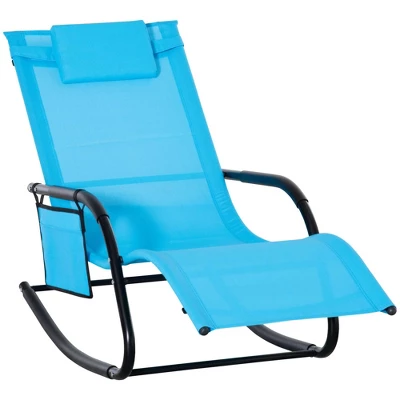 Outsunny Outdoor Rocking Recliner, Sling Sun Lounger With Removable Headrest And Side Pocket For Garden, Patio And Dec 12 Outsunny Outdoor Rocking Recliner, Sling Sun Lounger With Removable Headrest And Side Pocket For Garden, Patio And Dec - Image 11