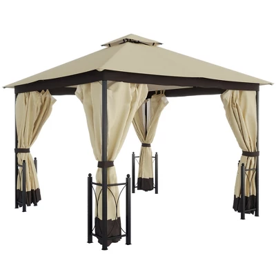 Outsunny 13' X 11' Patio Gazebo Canopy Garden Tent Sun Shade, Outdoor Shelter With 2 Tier Roof, Netting And Curtains, Steel Frame For Patio, Backyard, Garden 9 Outsunny 13' X 11' Patio Gazebo Canopy Garden Tent Sun Shade, Outdoor Shelter With 2 Tier Roof, Netting And Curtains, Steel Frame For Patio, Backyard, Garden - Image 7