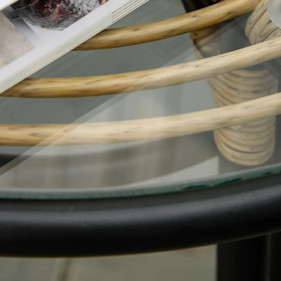 Outsunny 3 Pieces Patio PE Rattan Bistro Set, Outdoor Round Resin Wicker Coffee Set, W/ 2 Chairs & 1 Coffee Table Conversation Furniture Set, For Garden, Backyard, Deck 5 Outsunny 3 Pieces Patio PE Rattan Bistro Set, Outdoor Round Resin Wicker Coffee Set, W/ 2 Chairs & 1 Coffee Table Conversation Furniture Set, For Garden, Backyard, Deck - Image 3