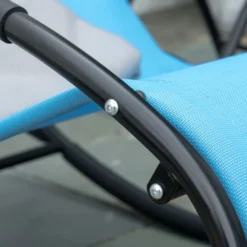Outsunny Pool Lounger, Outdoor Rocking Lounge Chair For Sunbathing, Pool, Beach, Porch With Pillow & Cool Mesh, Sun Tanning Rocker, Blue -Outsunny GUEST 634f003e 04ad 4df3 ada2 6d6d4e6422ef