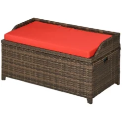 Outsunny Patio Wicker Storage Bench, Cushioned Outdoor PE Rattan Patio Furniture, Assisted Easy Open, Two-In-One Seat Box With Handles Seat, Red 9 Outsunny Patio Wicker Storage Bench, Cushioned Outdoor PE Rattan Patio Furniture, Assisted Easy Open, Two-In-One Seat Box With Handles Seat, Red -Outsunny GUEST 66b7b1cc d4d6 4f5f 859c 5dba2fa9fa58