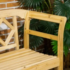 Outsunny Three-Seater Outdoor Patio Bench, Three-Person Wooden Bench With Wingback Backrest And Armrests, Slatted Seat, Natural 10 Outsunny Three-Seater Outdoor Patio Bench, Three-Person Wooden Bench With Wingback Backrest And Armrests, Slatted Seat, Natural -Outsunny GUEST 6732f154 c463 48ea 91eb 02d2693a69ca