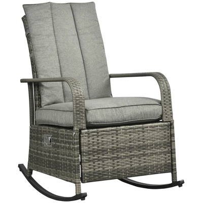 Outsunny Outdoor Rattan Wicker Rocking Chair Patio Recliner With Soft Cushion, Adjustable Footrest, Max. 135 Degree Backrest 10 Outsunny Outdoor Rattan Wicker Rocking Chair Patio Recliner With Soft Cushion, Adjustable Footrest, Max. 135 Degree Backrest - Image 8