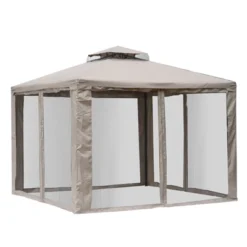 Outsunny 10' X 10' Patio Gazebo Outdoor Canopy Shelter With 2-Tier Roof And Netting, Steel Frame For Garden, Lawn, Backyard And Deck 13 Outsunny 10' X 10' Patio Gazebo Outdoor Canopy Shelter With 2-Tier Roof And Netting, Steel Frame For Garden, Lawn, Backyard And Deck -Outsunny GUEST 69042da4 be13 4efe bbc9 7392e7fa20d8
