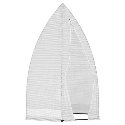 Outsunny 55" X 55" X 71" PE Greenhouse, Portable Hot House For Plants With Zippered Door For Outdoor Garden, Or Patio, White 5 Outsunny 55" X 55" X 71" PE Greenhouse, Portable Hot House For Plants With Zippered Door For Outdoor Garden, Or Patio, White - Image 3