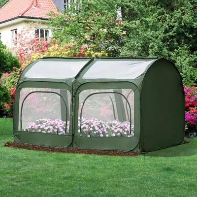 Outsunny 8' X 4' X 4' Portable Pop Up Greenhouse, Garden Canopy Hot House, 4 Zipper Doors For Growing Tropical Plants, Flowers, Herbs, 4 Outsunny 8' X 4' X 4' Portable Pop Up Greenhouse, Garden Canopy Hot House, 4 Zipper Doors For Growing Tropical Plants, Flowers, Herbs, - Image 2