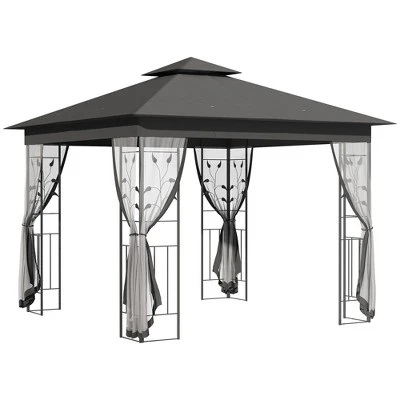 Outsunny 10' X 10' Outdoor Patio Gazebo Canopy With 2-Tier Polyester Roof, Mesh Netting Sidewalls, And Steel Frame 10 Outsunny 10' X 10' Outdoor Patio Gazebo Canopy With 2-Tier Polyester Roof, Mesh Netting Sidewalls, And Steel Frame - Image 8