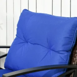 Outsunny 3 Piece Rocking Bistro Set, Outdoor Wicker Patio Furniture, 2 Porch Rockers, Table, Tufted Cushions, Conversation Set, Dark Blue -Outsunny GUEST 6f04c996 d7f8 469d bd87 7d40318f006c