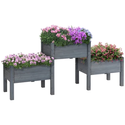 Outsunny 73" X 18" X 32" 3 Tier Raised Garden Bed W/ Three Elevated Planter Box, Freestanding Wooden Plant Stand For Vegetables, Herb And Flowers 8 Outsunny 73" X 18" X 32" 3 Tier Raised Garden Bed W/ Three Elevated Planter Box, Freestanding Wooden Plant Stand For Vegetables, Herb And Flowers - Image 6