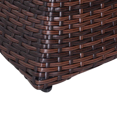 Outsunny Rattan Wicker Side Table With Umbrella Hole, 2 Tier Storage Shelf For All Weather For Outdoor, Patio, Garden, Backyard, Mixed Brown 6 Outsunny Rattan Wicker Side Table With Umbrella Hole, 2 Tier Storage Shelf For All Weather For Outdoor, Patio, Garden, Backyard, Mixed Brown - Image 4