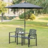 Outsunny Metal Garden Bench With Middle Table And Umbrella Hole, 2-in-1 Double Patio Chairs, Outdoor 2-person Tete-a-Tete, Slatted, Black 2 Outsunny Metal Garden Bench With Middle Table And Umbrella Hole, 2-in-1 Double Patio Chairs, Outdoor 2-person Tete-a-Tete, Slatted, Black -Outsunny GUEST 7b379099 ad9e 4455 9648 ff2d16adc640