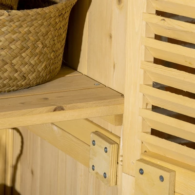 Outsunny 3' X 5' Wooden Garden Storage Shed, Sheds & Outdoor Storage With Asphalt Roof & 2 Large Wood Doors With Lock, Natural 7 Outsunny 3' X 5' Wooden Garden Storage Shed, Sheds & Outdoor Storage With Asphalt Roof & 2 Large Wood Doors With Lock, Natural - Image 5