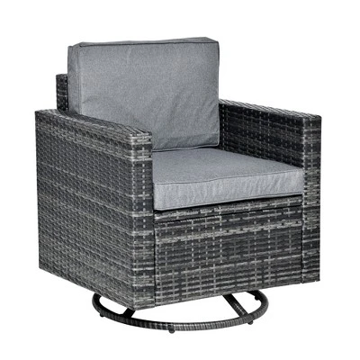 Outsunny Rattan Wicker Swivel Rocking Chair With Armrest, Soft Thick Cushions, Outdoor Club Chair With Steel Frame For Patio, Lawn, Garden, Yard 9 Outsunny Rattan Wicker Swivel Rocking Chair With Armrest, Soft Thick Cushions, Outdoor Club Chair With Steel Frame For Patio, Lawn, Garden, Yard - Image 7