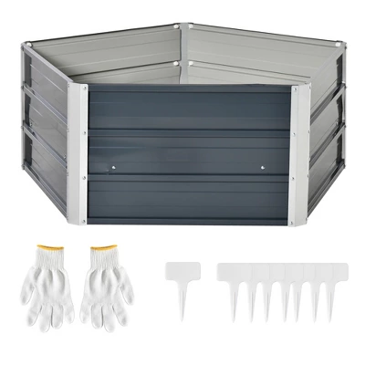 Outsunny 40'' Pentagon Galvanized Raised Garden Bed, Elevated Large Metal Planter Box W/ Install Gloves For Backyard, Patio To Grow Vegetables, Herbs, And Flowers 5 Outsunny 40'' Pentagon Galvanized Raised Garden Bed, Elevated Large Metal Planter Box W/ Install Gloves For Backyard, Patio To Grow Vegetables, Herbs, And Flowers - Image 3