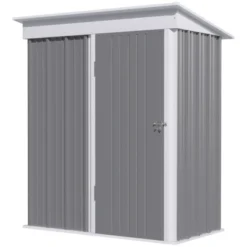 Outsunny 5' X 3' Steel Outdoor Storage Shed, Small Lean-to Shed For Garden, Tools, Tiny Metal Garage, Floor Base, Shelf, Lock, Gray 9 Outsunny 5' X 3' Steel Outdoor Storage Shed, Small Lean-to Shed For Garden, Tools, Tiny Metal Garage, Floor Base, Shelf, Lock, Gray -Outsunny GUEST 7e2b9a34 1c46 497b a8dd 0e76a6962422