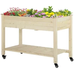 Outsunny 47" X 21" Raised Garden Bed, Elevated Wooden Planter Box W/ Lockable Wheels, Storage Shelf, And Bed Liner For Backyard, Patio 13 Outsunny 47" X 21" Raised Garden Bed, Elevated Wooden Planter Box W/ Lockable Wheels, Storage Shelf, And Bed Liner For Backyard, Patio -Outsunny GUEST 7ecfe63c 37ce 4980 b2c6 23d7076de49e