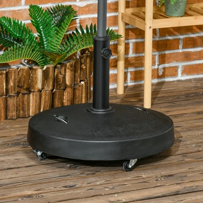 Outsunny 52lbs Resin Patio Umbrella Base With Wheels And Retractable Handles, 20.75" Outdoor Umbrella Stand Holder For Poles 1.5" - 1.9" Dia, Black 4 Outsunny 52lbs Resin Patio Umbrella Base With Wheels And Retractable Handles, 20.75" Outdoor Umbrella Stand Holder For Poles 1.5" - 1.9" Dia, Black - Image 2