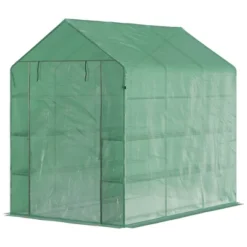 Outsunny 84.25" X 56.25" X 76.75" Walk-in Greenhouse, 3-Tier Shelves, Steel Frame Hot House, Roll-Up Zipper Door For Flowers, Vegetables, Green 9 Outsunny 84.25" X 56.25" X 76.75" Walk-in Greenhouse, 3-Tier Shelves, Steel Frame Hot House, Roll-Up Zipper Door For Flowers, Vegetables, Green -Outsunny GUEST 8224da17 dac6 4ae7 ac07 e18ea9888439