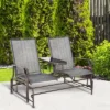 Outsunny 2-Person Outdoor Glider Bench W/ Center Table, Steel Frame For Backyard Garden Porch, Gray -Outsunny GUEST 8812156d 92cb 4b54 97fb 1bf8acdbc351