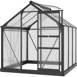 Outsunny Polycarbonate Greenhouse, Heavy Duty Outdoor Aluminum Walk-in Green House Kit With Vent & Door For Backyard Garden, Gray -Outsunny GUEST 88fc0eff 9b72 4fd8 bf2e 4558428b9bb2