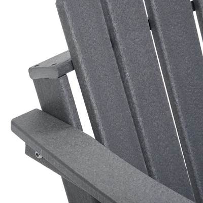 Outsunny 3 Piece Adirondack Chair Set Of 2, HDPE Folding Fire Pit Chairs And Patio Table, Outdoor Furniture With Slatted Seat, Dark Gray 6 Outsunny 3 Piece Adirondack Chair Set Of 2, HDPE Folding Fire Pit Chairs And Patio Table, Outdoor Furniture With Slatted Seat, Dark Gray - Image 4