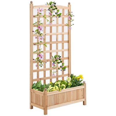Outsunny Raised Garden Bed With Trellis Board Back & Strong Wooden Design & Materials 10 Outsunny Raised Garden Bed With Trellis Board Back & Strong Wooden Design & Materials - Image 8
