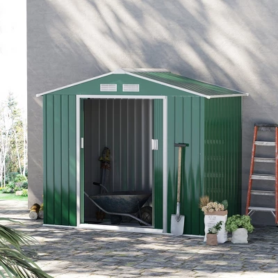 Outsunny 7' X 4' Steel Storage Shed Organizer, Garden Tool House With 4 Vents And 2 Easy Sliding Doors For Backyard, Patio, Garage, Lawn, Green 3 Outsunny 7' X 4' Steel Storage Shed Organizer, Garden Tool House With 4 Vents And 2 Easy Sliding Doors For Backyard, Patio, Garage, Lawn, Green