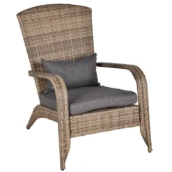 Outsunny Patio Adirondack Chair With All-Weather Rattan Wicker, Soft Cushions, Tall Curved Backrest For Deck Or Garden 18 Outsunny Patio Adirondack Chair With All-Weather Rattan Wicker, Soft Cushions, Tall Curved Backrest For Deck Or Garden -Outsunny GUEST 8f721298 f370 4aa4 903e 7b569bad5f58
